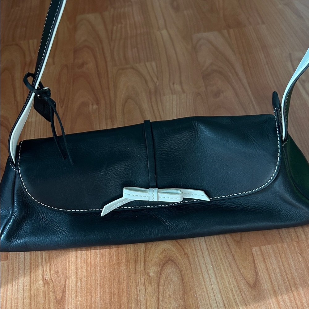 ROLF’S Chic Black and White GENUINE Leather Shoulder Bag